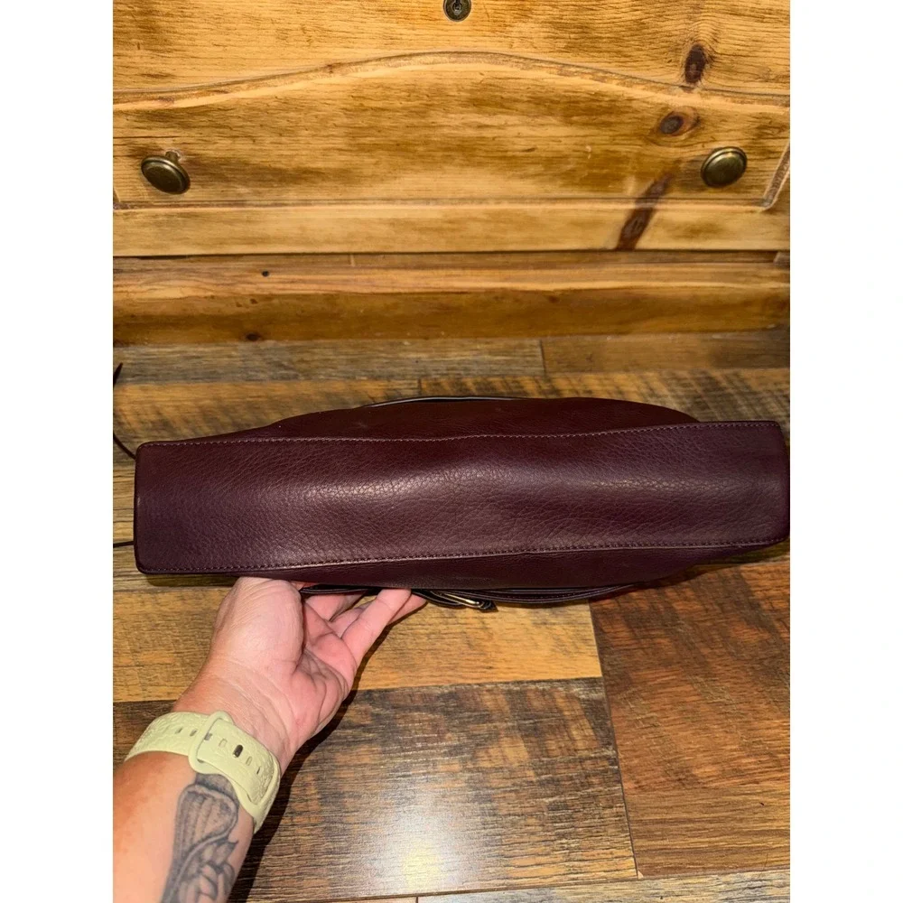 AllSaints Zoku Leather Clutch Bag Oxblood Burgundy Buckle Hand Strap WB066L